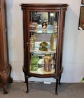 Antique Mahogany Curio China Cabinet     Curved Glass     Only 29    Width     Original