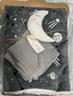 Lila   Jack Gray Black   White Stars Baby Blanket   White   Gray Moon Lovey New