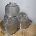 Vintage Set Of 4 Holophane Lamp Shades Industrial Style Clear Glass Prismatic