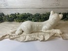 Vintage Large White Ceramic Laying Down Cat Figurine Statue