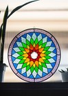 Mandala Rainbow 15  Inch  Stained Glass Tiffany Style Sign Panel Suncatcher