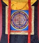Hand-painted Kalachakra Mandala Tibetan Thangka Painting  With Silk Border