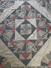 Vintage Hand Quilted Wedding Ring Quilt Scalloped Floral Cottage 80x83