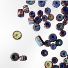 Antique Venetian Blue Chevron Trade Beads Lot Melon Ribbed Rosetta Star Glass