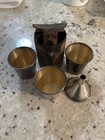 Sterling Silver  Barware Set     3 Nesting Cups  Siphon flask    Original Case