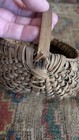 Antique Early Primitive Mini Wood Splint Buttocks Basket 5 5  Patina