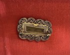 Antique Chinese Carved Jade Brooch Set In Sterling Silver Signed