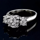 1 50 Ct G-h Vs Lab Grown Diamond Three Stone Ring 10k White Gold Size 5 75