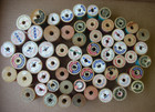 61 Vtg Medium small Sewing Wooden Thread Spools- No Thread- Some W vtg Ribbon