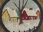 Vintage Hand Hooked Wool Rug Primitive Farmhouse Round Seat Mat Wall Hanging 12 