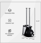 Stainless Steel Bathroom Cleaning Toilet Bowl Brush And Plunger Combo Set Black