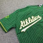 Vintage Oakland Athletics Jersey Mens Large Green Pinstriped Mlb Starter 90s