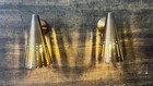 Vintage Brass Cone Wall Sconce Pair Mid Century Modern Perforated Lamp Lights