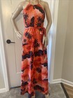 Vintage Pacific Isle Creations Hawaii Long Dress Red Black Palm Trees Wrap Small