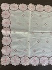 Beautiful 49  Vintage Pink And White Dresser Scarf Cotton Linen