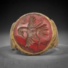 Antique Intaglio Eagle Signet Ring Late Persian Qajar Dynasty Brass - Size 7 Us