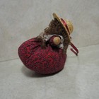 Vintage Hand Crafted Pin Cushion Doll With Hair   Straw Bonnet 5  Tall X 4  Wide