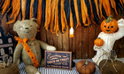 Vintage Old Folk Art Primitive Style Halloween Trick Treat Company Wood Sign