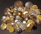 Mixed Lot Of 54 Metal Vintage Buttons
