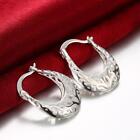 Womens 925 Sterling Silver Hollow Flower U-shaped Vogue Hoop Earrings  e187