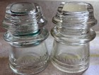 Vintage Lot Of 2 - Hemingray No  17 Clear Glass Insulators With Free Shipping 