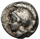 Calabria Tarentum 380-280 Bc Ngc Vf Ancient Greek Ar Diobol Athena Hercules lion