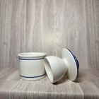 Vintage Mini Butter Bell Keeper Crock French Glazed Stoneware Blue Stripe 2 25 h