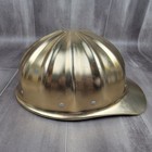 Vintage Superlite By Fibre Metal Aluminum 8 Rivet Gold Hard Hat W liner Usa Made