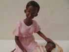 Vintage African American Black Americana Mother And Child Baby Figurine Resin 