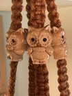 Mcm Handmade Ceramic Owl Planter Macrame Hanger 2 Piece Project Piece 42    Long