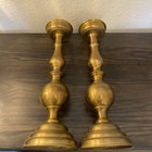 Vintage Pair Heavy Brass Candlesticks 15 5   