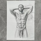 Original Graphite Nude Male Painting     Fine Art Drawing