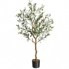    fbe   artificial Olive Tree - 4ft  Faux Silk  Lifelike Fruits  Wood Trunk