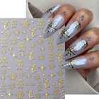 3d Snowflake  Cookie  Elk   Star Christmas Nail Art Decals - 6pcs Self-adhesive