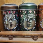 Vtg 1987 Watkins Spice Rack 12 Collectors Spice Tins Multi Colors  Ready To Hang