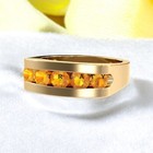 Citrine Round Cut With 14k Solid   Gold  Ring For Men s  479