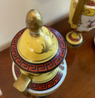 Antique Pair Of Porcelaine De Paris Vases urns With Lids hand Painted   Numbered