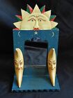 Vintage Painted Indian Sun And 3d Cresent Moons Mirror Shelf