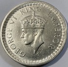 1942  British India Silver One Rupee With Dot Km-557 1