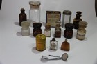 Antique Dental Office Lot 15 Pc Apothecary Bottles Silv-o-dent Orthoform
