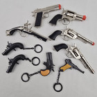 Mixed Lot Of 9 Vintage Diecast Metal Mini Toy Key Chain Cap Guns Pistol Revolver