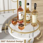 Elegant 3-tier Gold   White Bar Cart On Wheels With Wine Rack   Glass Holder