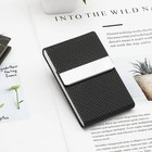 Leather Business Card Holder Metal Slim Pocket Wallet With Magnetic Closure