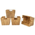 Wicker Storage Basket Bin Hyacinth Cube Set Of 4 Decorative Organizer Bins