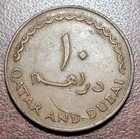 Qatar   Dubai 1966 10 Dirhems Km  3 Au Orig Toning Sand Gazelle Old Rev Scr