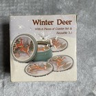 Winter Deer Coaster Set Item No 8174 6 Pieces   Reusable Tin Boxed Vintage Jsny