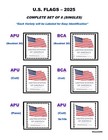  new  2025 Us Flag Set  complete Set Of 6 Singles  2025 Mnh -    after 6 7 25  