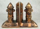 Pair Fire Hydrant Fireman Metal Bookends Copper Finish 7-1 4 Inch Tall 3lb Each