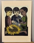 Very Nice Vintage 1963 Emmy Lou Packard Women For Peace Woodblock Print Card