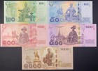 Thailand 20 50 100 500 1000 Baht 2010-16 P 118-122 Unc Match No  33333xx Set 5 P